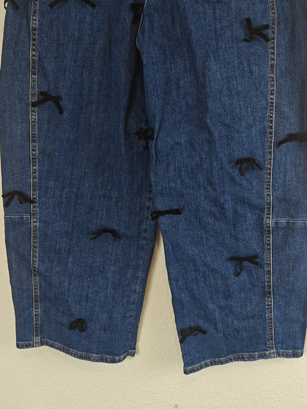 Anthropologie Pilcro Kenna Bow Barrel Jeans Cropped Mid Rise Heritage Denim 28 - Picture 11 of 13